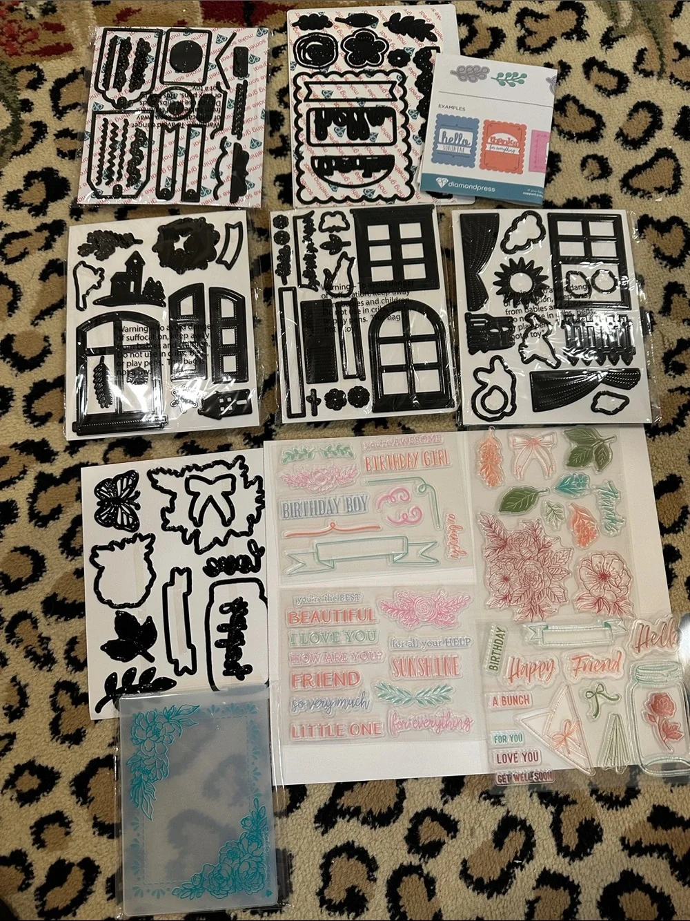 Diamond press Craft Stamp & Die Sets Collection - Pink, Green, Teal Accents